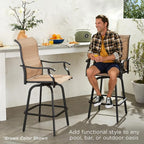 Best Choice Products Set of 2 Swivel Barstools, Bar Height Outdoor Chairs - Image 2