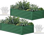 YITAHOME 6x3x1.5 2pcs Large Raised Garden Bed Kit, Galvanized Metal Planter Box by YITAHOME