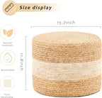 Handwoven Water Hyacinth Ottoman Pouf, Round Outdoor Footstool - Image 3