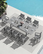 SERWALL 9-Piece Outdoor Dining Set, All Weather HDPE Patio Furniture Set - Image 9