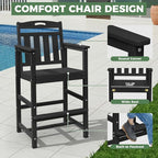 Outdoor Patio Bar Height Table and Tall Adirondack Chairs Set of 2, All-Weather - Image 4