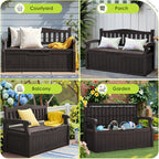 Greesum 80 Gallon Outdoor Storage Bench, Resin Patio Furniture - Image 7