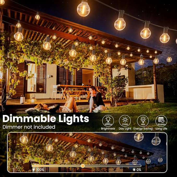 RTTY Dense-Glow Outdoor String Lights 50ft, G40 Led Patio Globe Lights - Image 9