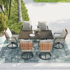 Grand patio 7-Piece Outdoor Dining Set, 6 Leather-Look Wicker Swivel Patio - Image 2