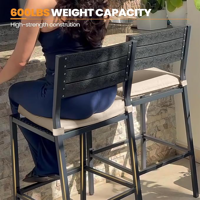 Crestlive Products Outdoor Bar Stools Set of 4, Patio Counter Height Barstools - Image 5
