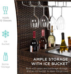 Best Choice Products Outdoor Rolling Wicker Bar Cart w/Removable Ice Bucket - Image 3