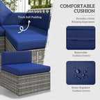 Outsunny 7 Piece Patio Furniture Set, Wicker Outdoor Sectional Sofa Set - Image 4