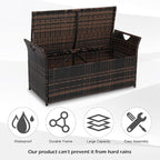 VINGLI 40 Gallon Outdoor Rattan Deck Box w/Cushion, Patio Wicker Storage Box - Image 4