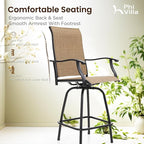 PHI VILLA Outdoor Bar Stools Set of 4, Swivel Patio Bar Stools & Chairs - Image 7