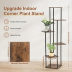 6 Tier Plant Stand Indoor Outdoor, Wood Metal Corner Shelf, Planter Shelf - Image 3
