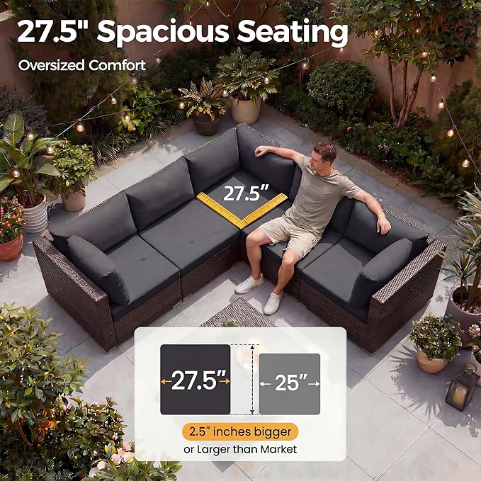 NICESOUL 7 Piece Large Size Outdoor Patio Furniture Set - Image 6