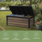 Keter Everwood 120 Gallon Resin Signature Collection Large Outdoor Storage Box - Image 10