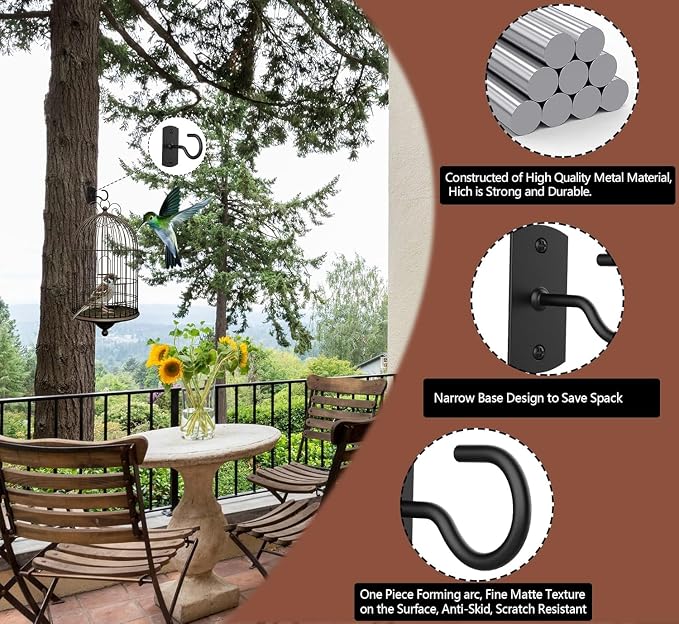 Ceiling Hooks for Hanging Plants 6Pack 2.5in Black - Image 3