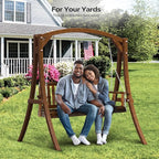 VINGLI Heavy Duty 880 LBS 5 FT Patio Wooden Porch Swing Outdoor - Image 6
