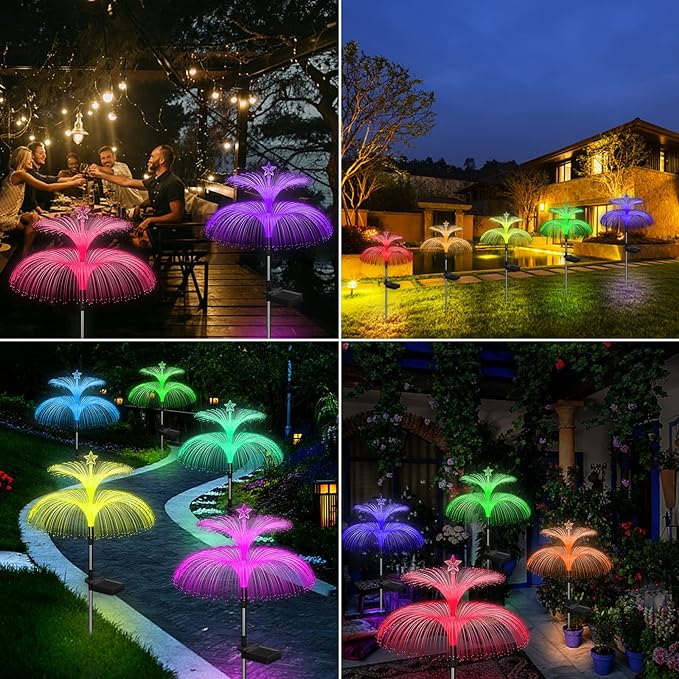 Solar Garden Lights 6 Pack New Upgraded Solar Lights Outdoor Waterproof 7 Color - Image 5