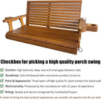 Wooden Porch Swing 2-Seater, High Backrest and Deep Seat, Bench Swing - Image 3