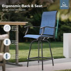 MFSTUDIO Outdoor Bar Stools Set of 4, Swivel Bar Height Patio Chairs Outdoor - Image 5