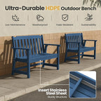Ciokea 49" Heavy Duty Outdoor Bench Set of 2, HDPE Weatherproof Garden Bench - Image 3