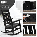 LUE BONA Outdoor Rocking Chairs Set of 2, Weather Resistant Poly Plastic Rocker - Image 4