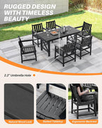 5-Piece HDPE Patio Dining Set, Outdoor Table and Chairs - Image 8