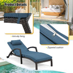 HOMREST Chaise Lounge Chairs Set of 6, PE Rattan Wicker Patio Lounge Chair - Image 7