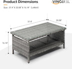 VINGLI Outdoor Wicker CoffeeTable Patio Coffee Tables - Image 3