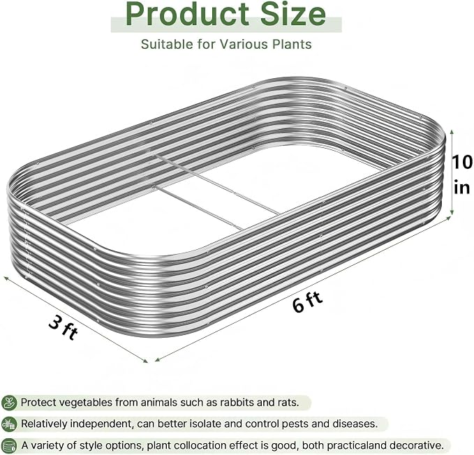3 PCS 6x3ft Galvanized Raised Garden Bed Outdoor, Metal Garden Bed - Image 2