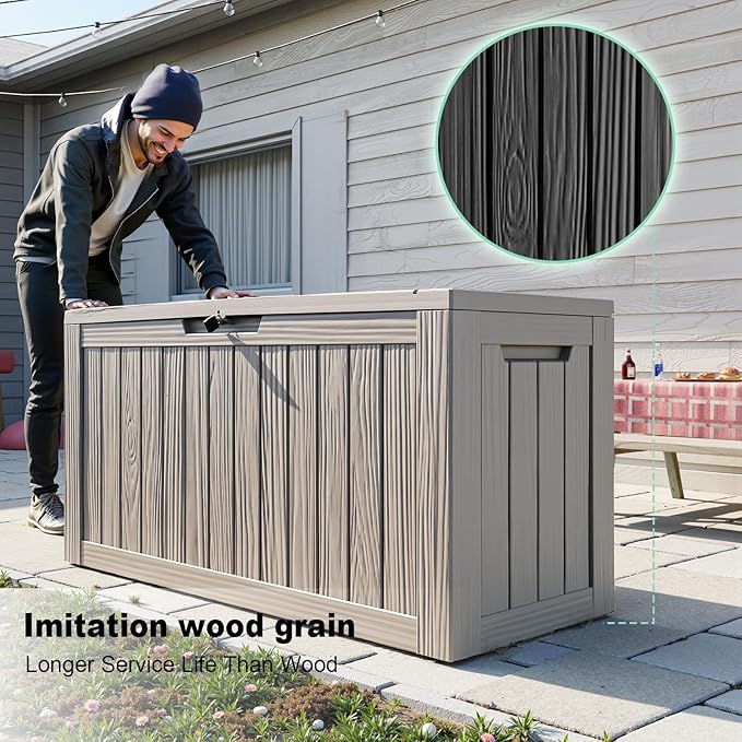 EasyUp 80 Gallon Resin Deck Box Storage Outdoor Waterproof Boxes Lockable UV - Image 3