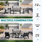 6-Piece HDPE Patio Furniture Set, Outdoor Sectional Sofa Set, All Weather - Image 8