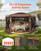VEVOR Pop up Gazebo Screen Tent, 12 x 12 ft Large 6-Sided Camping Canopy Tent - Image 2