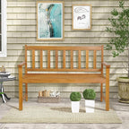 Tangkula Outdoor Acacia Wood Bench, 2-Person Garden Bench - Image 4