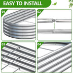 2PCS 8x4x1ft Galvanized Metal Raised Garden Bed Kit, Outdoor Planter Box - Image 5
