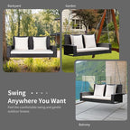 RELAX4LIFE Porch Swing 2-Seat Patio Rattan, Wicker Porch Swings Outdoor W/Two - Image 9