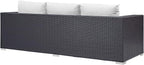 Modway Convene Wicker Rattan Outdoor Patio Sofa in Espresso White - Image 5