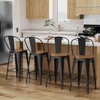 Alunaune 30" Swivel Metal Bar Stools Set of 4 High Back Counter Height - Image 4