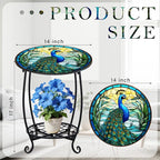 Outdoor Side Table Round Small Mosaic Patio Accent Indoor End Plant Coffee Tea - Image 3