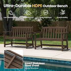 Ciokea 48" Outdoor Bench Set of 2, HDPE Weatherproof Garden Bench, 2-Person - Image 3