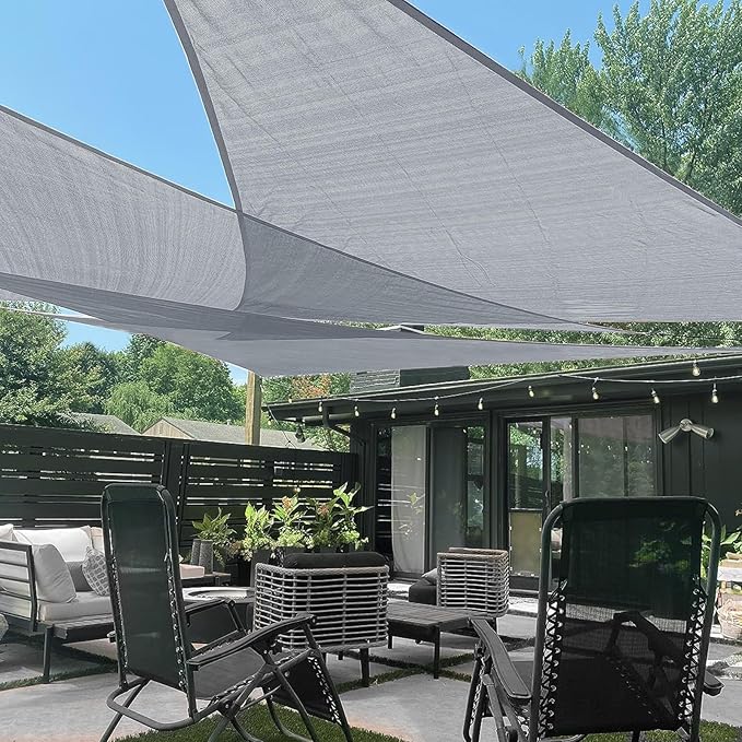 LOVE STORY Custom Size 7'x8'x10.6' Silver Grey Sun Shade Sail Triangle Sunshade by LOVESTORY