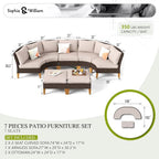 Sophia & William Half Moon Patio Furniture Set 7 Piece Outdoor Sectional Sofa - Image 7