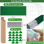 60Pcs Greenhouse Hoops Grow Tunnel Wide, 8FT Rust-Free Fiberglass Support - Image 2