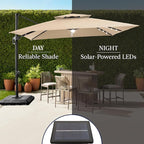 Best Choice Products 12x12ft LED Cantilever Patio Umbrella w/Base Included & - Image 6