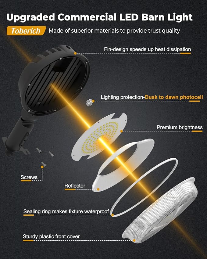 LED Barn Light 4 Packs, 150W 20000LM Yard Area Lights Dusk to Dawn Outdoor - Image 7