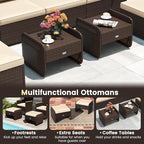Tangkula 2 Pieces Patio PE Wicker Ottomans - Image 8