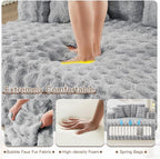56"W Oversized Chaise Lounge Chair Indoor, Plush Faux Fur Sleeper Couch Sofa Bed - Image 3