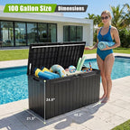 Flamaker Resin Deck Box 100 Gallon Large Lockable Outdoor Storage Box Waterproof - Image 2