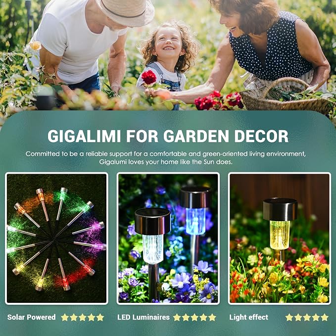 GIGALUMI Solar Lights Outdoor Waterproof, 20 Pack Multicolor, Garden Decor - Image 2