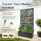 Metal Raised Garden Bed with Trellis & Privacy Screen, Modern Planter with - Image 3