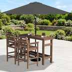 SERWALL Outdoor Bar Set with 9ft Umbrella, All-Weather HDPE Patio Bar Chairs - Image 2