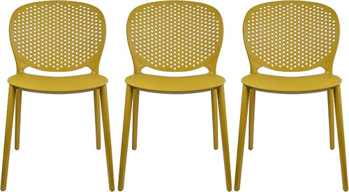 2xhome Set of 3 Patio Dining Chairs | Modern Stackable Outdoor Pool Side Chair by 2xhome