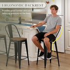 Yongqiang 30 inch Bar Stools Set of 4 Black Metal Bar Height Stools Modern - Image 5